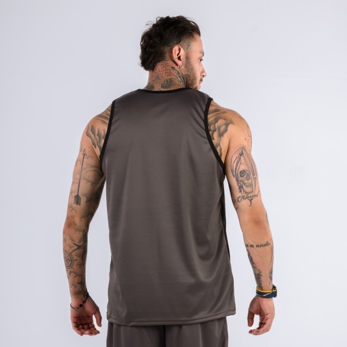 Regata Machão DryFit Dark Skulls Cinza Chumbo