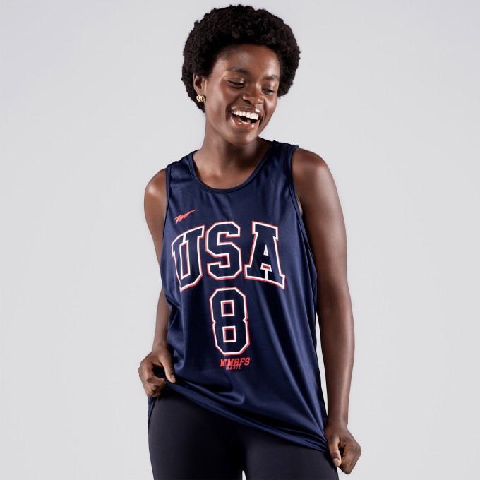 Regata Feminina Dryfit USA 8 Azul Marinho