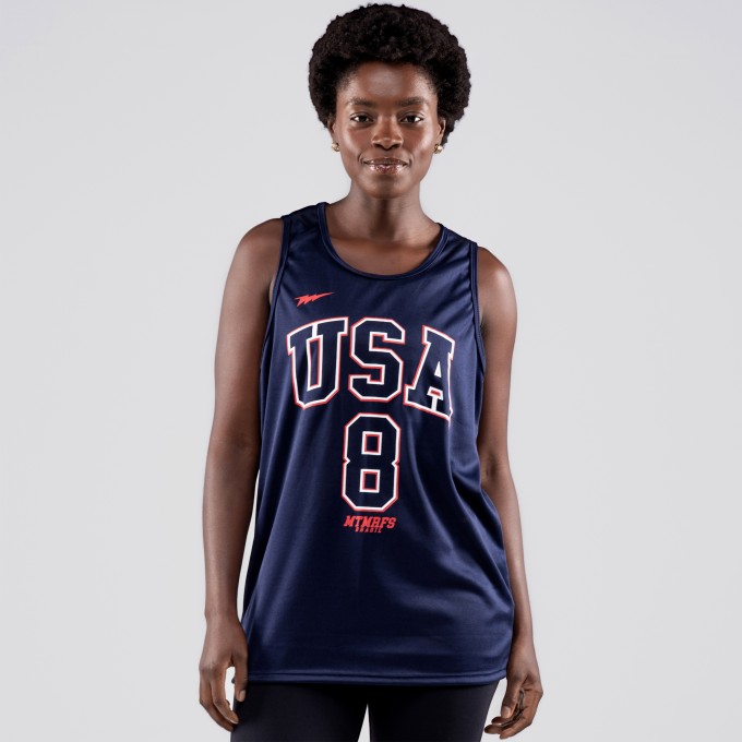 Regata Feminina Dryfit USA 8 Azul Marinho