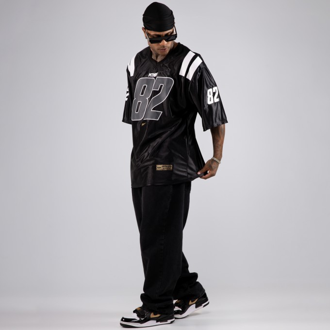 Camiseta Oversized Premium NFL PRO 82 Preta Brilho