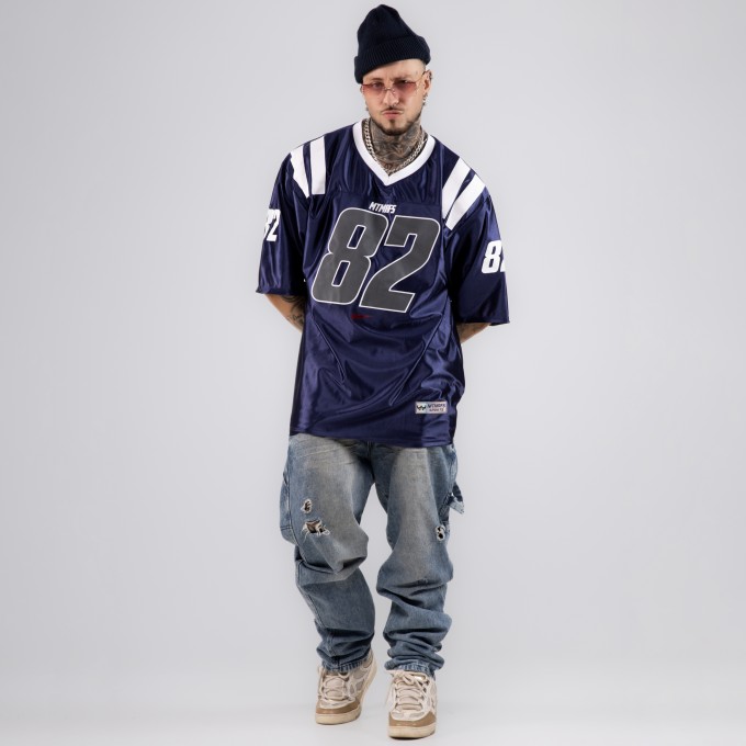 Camiseta Oversized Premium NFL PRO 82 Azul Marinho Brilho