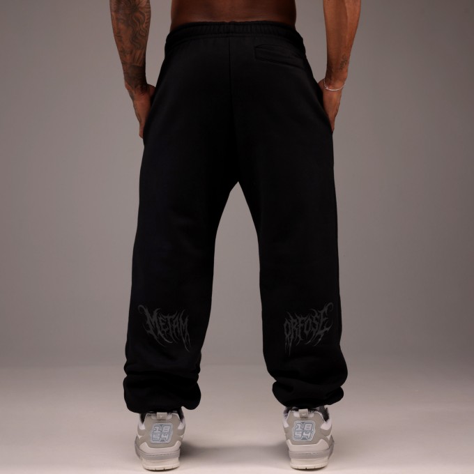 Calça Moletom Heavy Wide Leg Gothic Preta