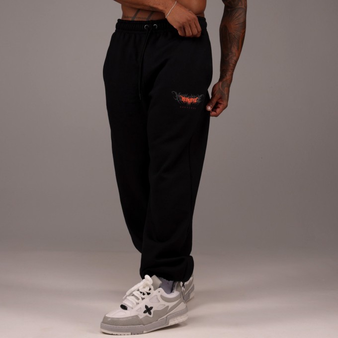 Calça Moletom Heavy Wide Leg Gothic Preta