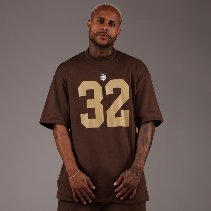 Camiseta Oversized Heavy 32 Marrom