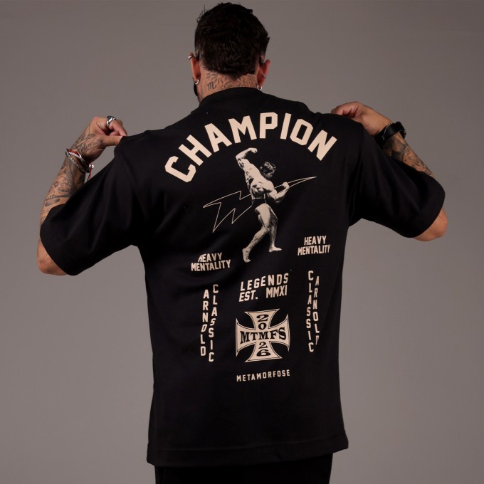 Camiseta Oversized Heavy Arnold Champ Preta