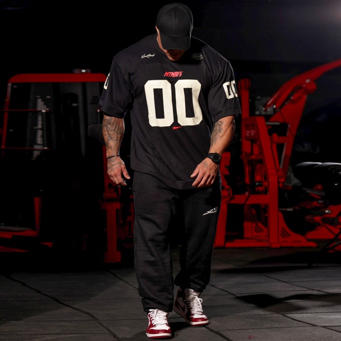 KIT Oversized Heavy 00 Preta e Calça Moletom Baggy Preta