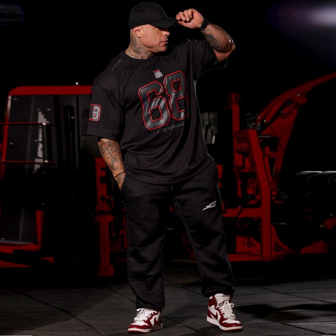 KIT Oversized Heavy Squad 68 e Calça Moletom Baggy Preta