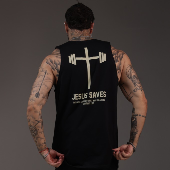 Regata Machao JESUS SAVES Preta