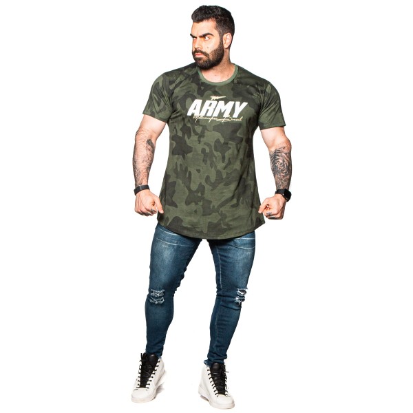 Camiseta Longline ARMY Verde Militar