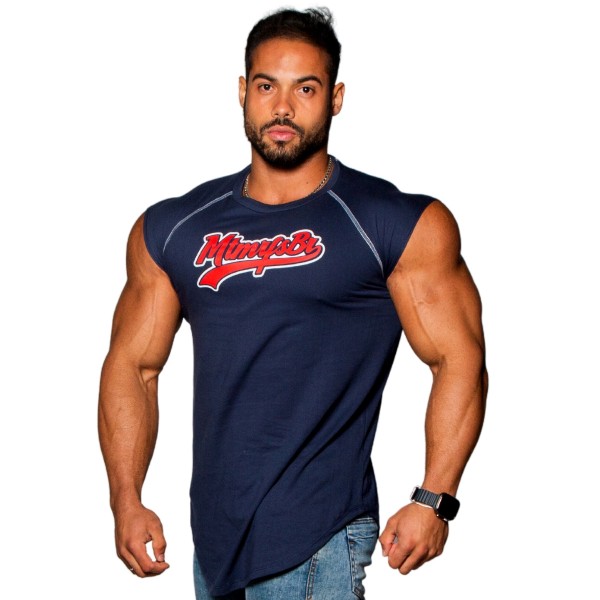 Camiseta Japonesa Shoulder College Azul Marinho