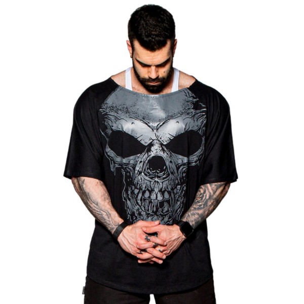 Camiseta Morcegao Oversize SKULL Preta 