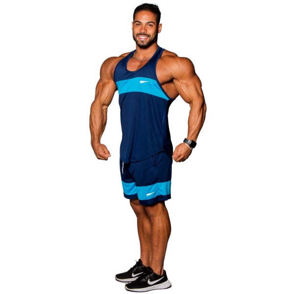 Conjunto DryFit AIR Regata Anatomic com Shorts Cinza/Azul