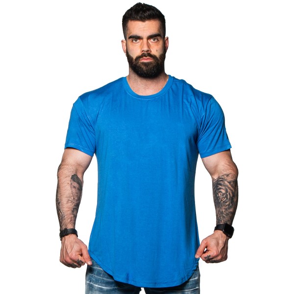 Camiseta Longline Basica Lisa Azul Royal