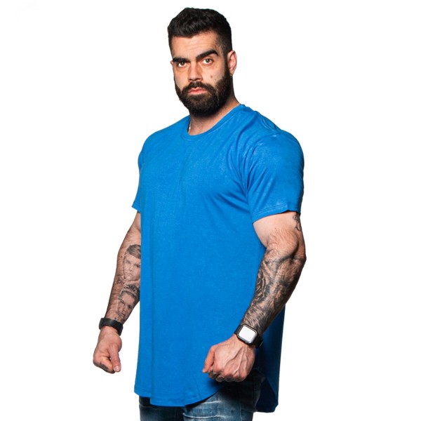 Camiseta Longline Basica Lisa Azul Royal